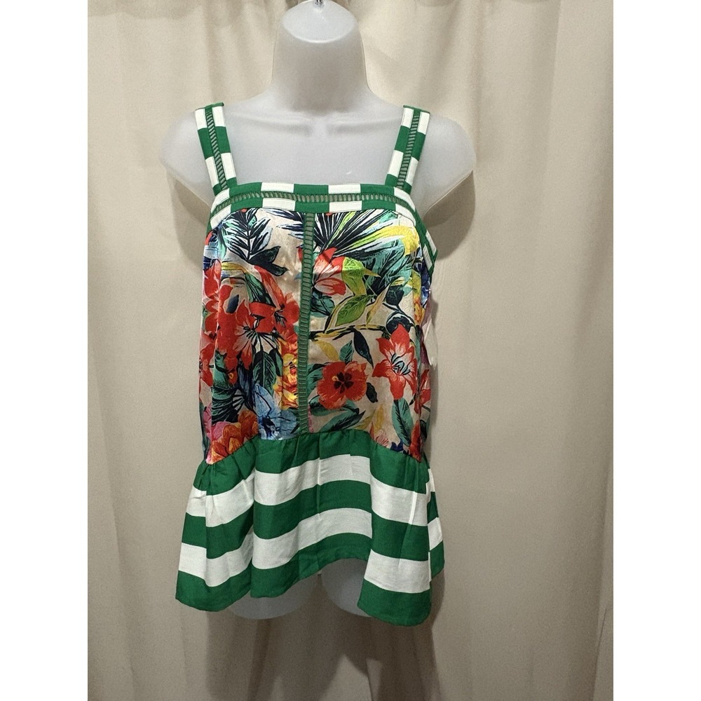 Banjara Floral Striped Sleeveless Top Small